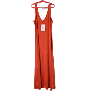 KNIX NEW long modal Burnt Orange V-neck tank dress size small,  "Sunset"